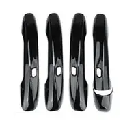 4Pcs Outer Door Handle Cover Trim Stickers for Mercedes Benz C E GLC GLB A B GLE GLS CLA GLA 15-24 4Doors with Holes A Bright Black