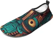 [BTCOWZRV] Water Shoes for Women Men Tribal Mask Pattern Water Sports Shoes Slip-on Breathable Lightweight Athletic Aqua Sock