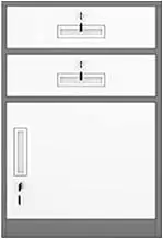 Metal file cabinet with lock, 2 drawers and 1 cabinet, A4 size letters/documents under desk solution