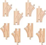 Orbrium Toys Short Curved Switch Tracks for Wooden Train Railway Fits Thomas Brio Chuggington Melissa Doug Imaginarium, Set of 8