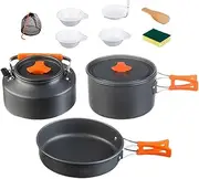 Camping Cooking Set - Portable Outdoor Cookware, Lightweight Camping Utensils, Non-Stick Camping Pots Pans, Compact Hiking Cookware Set, Backpack Kitchen Equipment, Travel Cooking, Material M