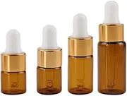 20Pcs Brown Glass Dropper Bottle with White Cap Empty Refillable Cosmetic Essential Oil Bottle Travel Bottles for Liquids （1ml, 2ml, 3ml, 5ml)