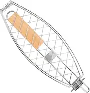 Multi-use Grill Mesh BBQ Grill Basket Handle Fish Grilling Rack Beef Grilling Mesh Rack Portable for Camping