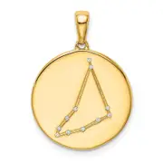 Ss/Gold Plated Sterling Silver Gold-Plated & Cz Capricorn Zodiac Pendant