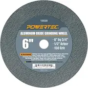 POWERTEC Bench Grinder Wheel 6 Inch 150 Grit, Aluminum Oxide Grinding Wheel for Bench Pedestal Grinder, 3/4" Thick 1/2" Arbor, Sharpening & Shaping Drill Bits, Blade, and Chisel 1PK (15520)