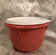 Tupperware Classic Flat Base 4 cup Bowl ~ Coral w/ White Seal New