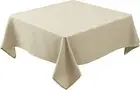 Textured Fabric Square Tablecloths 70 X 70 Inches, Natural Water Resistant Spill