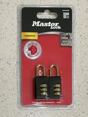 Masterlock 20mm Black Luggage Combination Padlock - 2 Pack