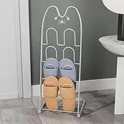 Shoe Rack for Slipper,4 Tiers Metal Slippers Shelf Shoe Organizer for Entryway and Front Door Entrance (White)