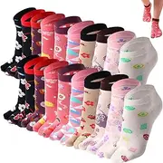 [JaGely] 10 Pairs Women's Tabi Flip Flop Socks Athletic Cotton Two Toe Split Toe Sandal Socks for Women Casual Sandals, 10 Styles, Assorted Colors, One Size