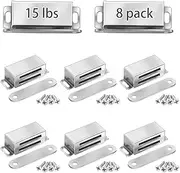 [Onarway] Magnetic Door Catch 6KG Pull Strong Magnet Cabinet Latches Magnetic Hardware Stainless Steel Chrome Door Closer for Bathroom Kitchen Sliding Door Window Cupboard (10 Pack-Strength 15 lbs)
