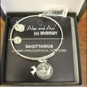 Alex & Ani Sagittarius Horoscope Silver Tone Charm Bangle New W/Tag Card & Box