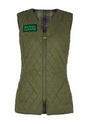 Barbour X Ganni Betty Reversible Quilted Shell Gilet - Green - 16 (UK16 / XL) 16 (UK16 / XL)