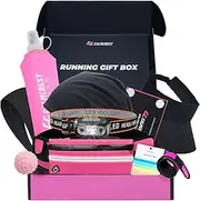 Running Gift Box for Men & Women – 10 Premium Running Gear Essentials, Includes Running Belt, Waterproof Headlamp, Collapsible Water Bottle, Running Beanie & More – Cool Runner Gifts, Pink, A Waist