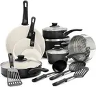 GreenLife Cookware Pan Fry Soft Grip 16pc Set Ceramic Non-Stick Gift Black Food