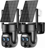 4K Solar Security Camera Wireless Outdoor, 8MP 2.4Ghz Wifi PTZ Camera Battery Po
