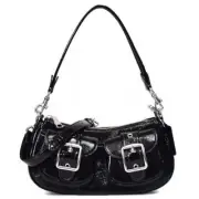 COACH Ashton Baguette Bag Patent Leather Black CV943 Outlet NEW