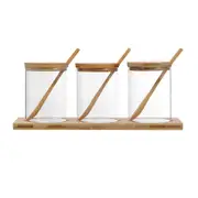 3pc Boxsweden Camden 200ml Glass Spice Herb Jar Container w/ Bamboo Tray/Spoons