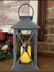 Solar Skeleton Lantern with LED Candle - 13 Inch, Waterproof, Battery Operated