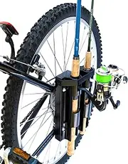 Bike Fisherman - Rod Holder, Holds 2 Poles, Easily Mount to Bike, Secures Rods for Bicycle Fishing, Black 9" x 6" x 2-3/4"