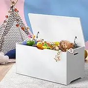 Oikiture Kid Toy Box Chest Wooden Storage Box 78 x 38 x 40cm