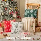 Soft Knitted Plush Pillowcase Xmas Tree Pattern Cushion Cover for Couch
