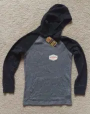 Boys 8-20 Urban Pipeline Gray Henley Pull-Over Hoodie Sweater: size medium