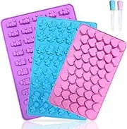 3 Pack Chocolate molds, Reusable Silicone molds Supplies with 2 Droppers, Non-Stick Silicone Fondant Molds for Gummy Mold, ice Block molds, Chocolate Cake