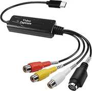XMSJSIY RCA AV to USB C Converter Video Capture Card Adapter 1 Channel AV NTSC PAL Video S Video/Composite to USB Converter Video Audio RCA for Mobile Phone/PC