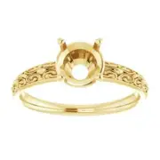 14K Gold Round Ring Setting Solitaire Vintage Style Ring 5mm-14mm VIDEO