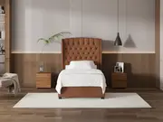 My Style Winged Headboard & Slimline Base - King Single / Gingerbread / Standard Base