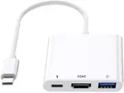 Digital AV Multiport Adapter USB-C USB 3.0 To 4K HDMI AV Adapter, White - New