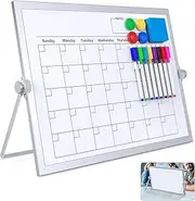 Laokiiy Dry Erase White Board, 16X12in Large Magnetic Desktop Whiteboard with Stand, 8 Markers, 4 Magnets, 1 Eraser, Portable Double-Sided White Board Easel for Kids Memo to Do List Desk School