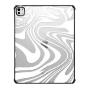 iPad Pro 13-inch (M4) iPad Impact Case Marble Transparent Trippy Wavy Swirl White Spiral Warp Twirl Retro 70s Psychedelic Acid Groovy Abstract Pattern