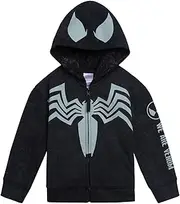 [Marvel] Spider-Man Fleece Matching Family Zip Up Cosplay Hoodie Toddler to Adult Sizes (2T - 2XL), Black, Venom, Boys, 3 Years