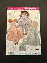 Simplicity 25" Stuffed Doll with Clothes Pattern 8760 Size One Uncut