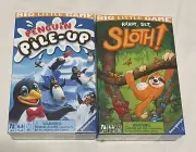 Kids Games. Ready Set Sloth & Penguin PileUp. From Ravensburger. Big Little Game