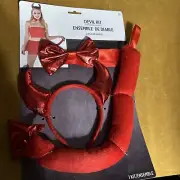 Devil Costume Kit Tail, Ears & Collar Fancy Dress Up Halloween Costume Accessory