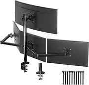Quad Monitor Mount for 17-32 Inch – Heavy Duty Fully Adjustable 4 Monitor Stand, Desk Mount with Clamp/Grommet, Holds Up to 10KG per Screen, VESA 75x75mm & 100x100mm, Black