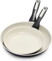 GreenPan Rio Healthy Ceramic 8" and 10" Frying Pan Set, Black