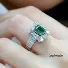 14K Two-Tone Gold Over 2.24CT Emerald Cut Real Emerald Wedding Halo Jewelry Ring