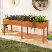 CostwayRaised Garden Bed with Legs Elevated Planter Box with Divider-Yellow