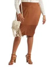 Charlotte Russe Plus Size Faux Suede Pencil Skirt CAMEL Size 1X