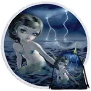 Beautiful Ocean Mermaid the Storm Chaser Round Beach Towel