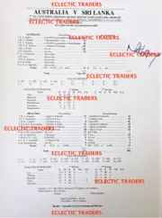 Michael Hussey SIGNED 133 v Sri Lanka cricket Scorecard. Mike Gabba Murali Vaas.