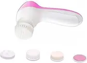 DECORNIJIA 1Pc Electric Face Cleansing Brush with Brush Heads for Deep Pore Cleaning Gentle Exfoliator for Women Men Compact and Portable Facial Scrubber Pink