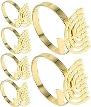 BEBEMOKO 6pcs Hanukkah Menorah Metal Napkin for Elegant Table Decor -Themed Serviette Holders Stylish Napkin Buckles for Holiday Gatherings and Celebrations