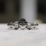 Handmade 925 Sterling Silver Claddagh Ring - Irish Love Symbol Boho Jewelry Gift