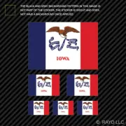 6 pcs Assorted Iowa Flag Sticker Set of Self Adhesive Premium Vinyl IA