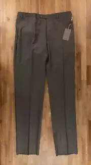 CANALI green flat fronted wool dress pants Size 40 US / 56 IT authentic NWT